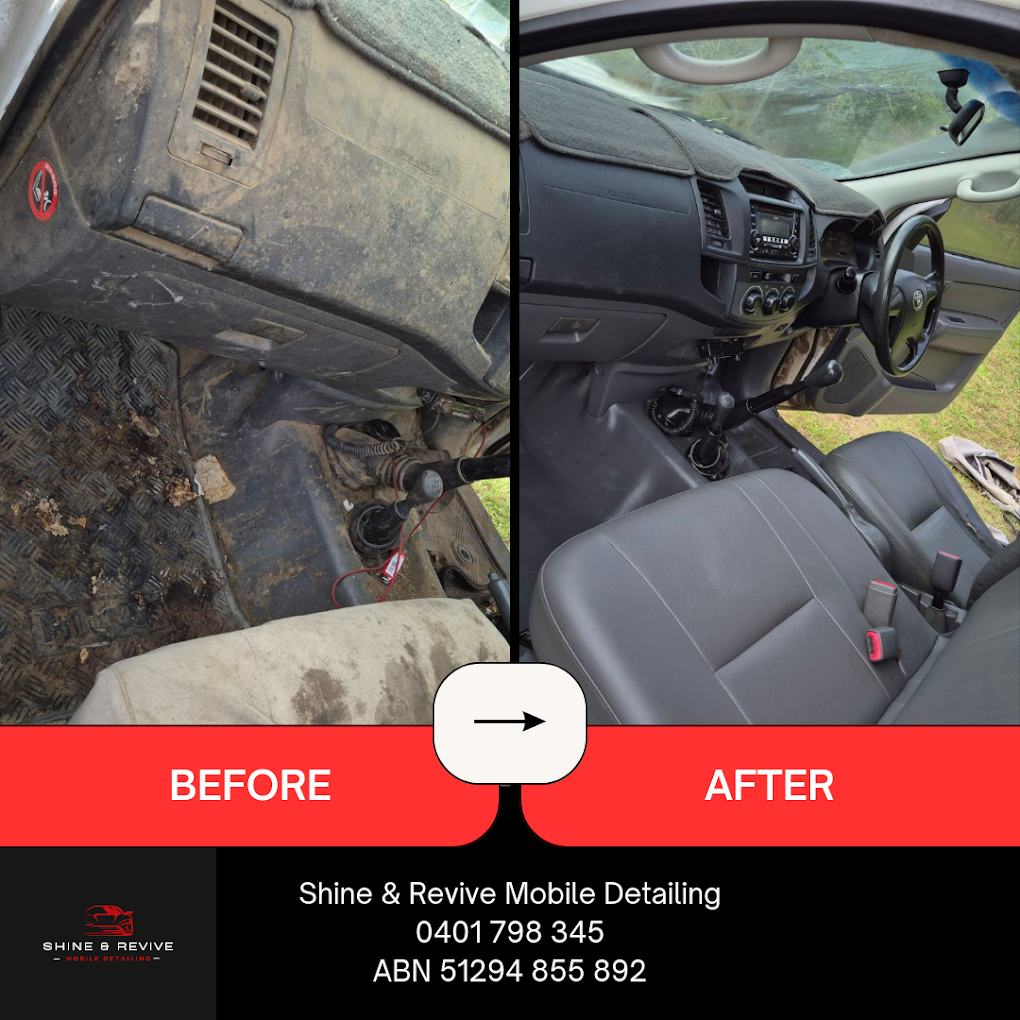 Dashboard and interior deep cleaning transformation - before and after